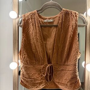 Abercrombie & Fitch Textured Tan Blouse